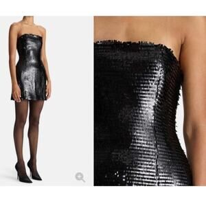A.L.C. Elsie Strapless Sequin Satin Mini Dress - Black